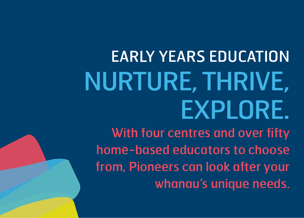 With four centres and over fifty home-based educators to choose from, Pioneers can look after your whanau’s unique needs.